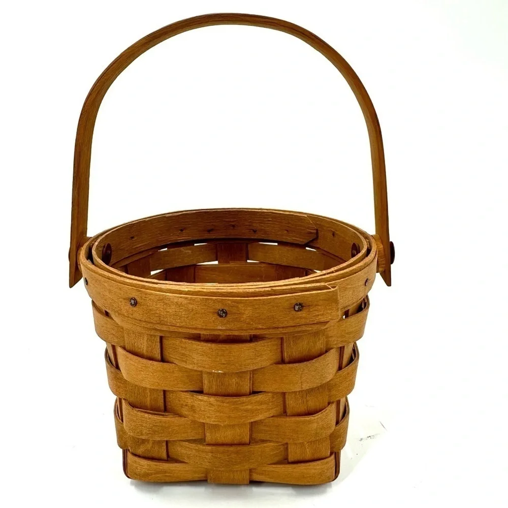 Vtg Longaberger 1988 Measuring Basket Round Swing Handle Square Bottom USA PJF